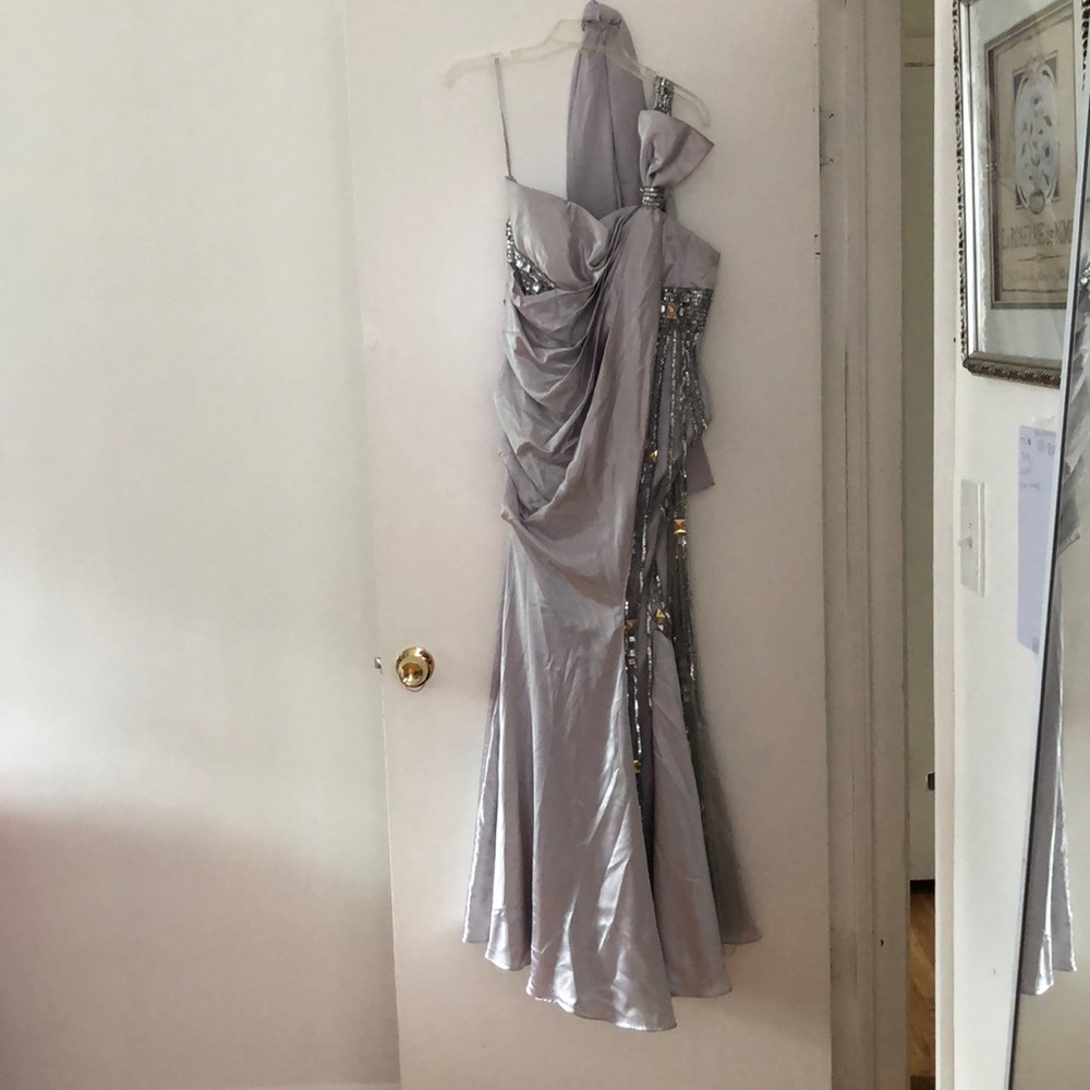 Silver 1shoulder Prom Homecoming Evenin Dress Gown